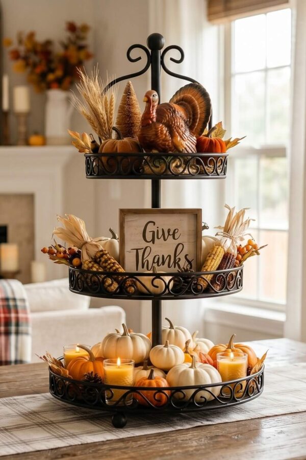 20 Fall Tiered Tray Decor Ideas for a Cozy Seasonal Vignette
